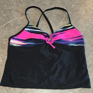 (J35) Joe Boxer Kids Swim Bikini Swim Top - Black and Pink